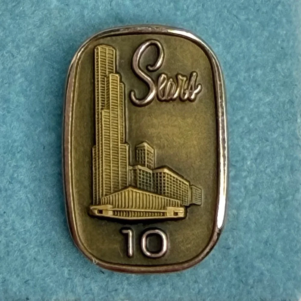 Vintage Sears 10 Year Service Award Pin 1/10 10K Gold Filled Employee Lapel